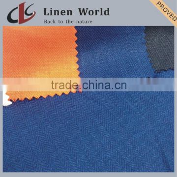 High Quality Plain Dyed Herringbone 100% Linen Fabric For Pants