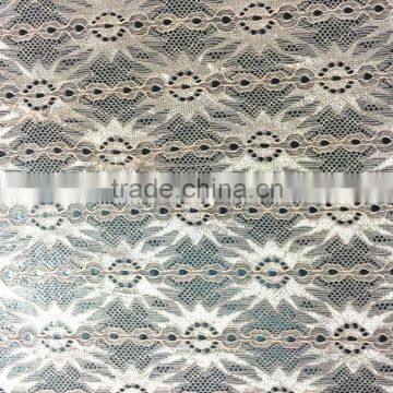 shinny nylon spandex tulle lace fabric for dress