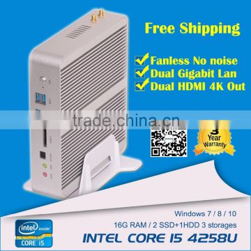 Smart Intel Celeron i5 4258U 2.4GHZ turo2.9G 12V windows 10 i5 linux mini pc WiFi HDMI VGA HD 4K resolution USB 3.0