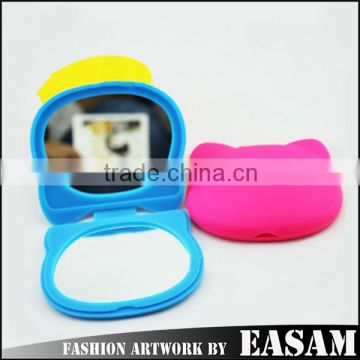 Cat head design silicone foldable mini small makeup mirror