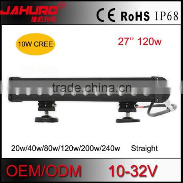 27'' truck roof 10w led light bar single row 120w led light bar for heavy duty vehicles 12*10w leds