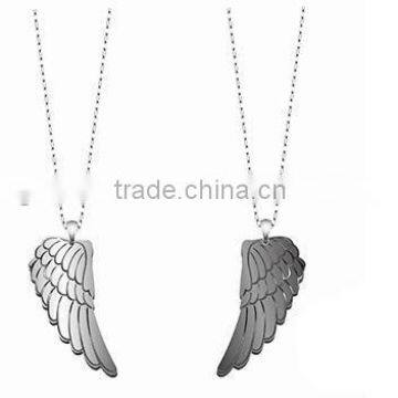 Stainless Steel Couple Pendant- polished angel wings pendant