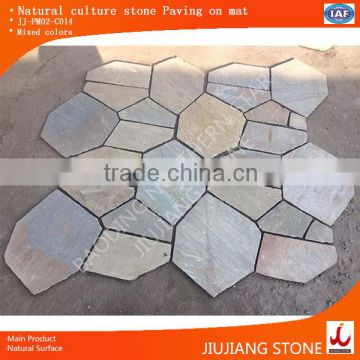 Stone veneer caldding panel paving on mat