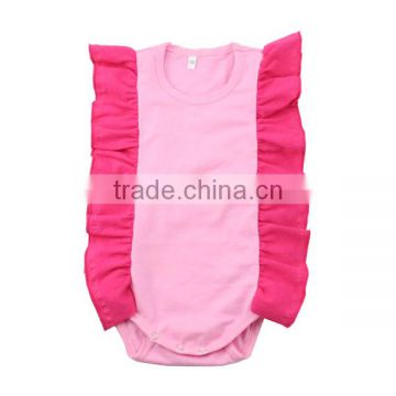 Children's boutique onesie toddler girl clothing infant pink romper with hot pink ruffle baby romper