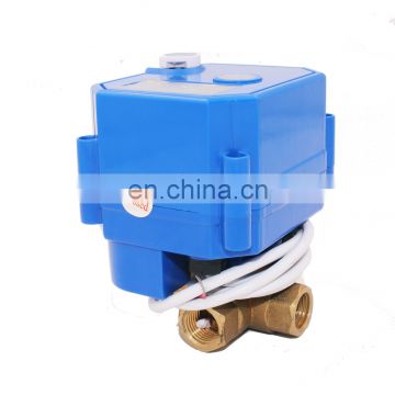 electric three way valve,3/4'' brass valve,3-6V,12V,24V controlled with manual override