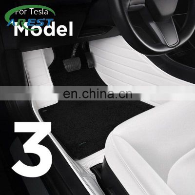 Car fully special surrounded white color floor mats For Tesla Model 3 Interior dust-proof model3 car leather pad accessories