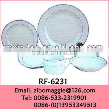 Round Shape Hot Sale 20pcs Custom Print Porcelain Promotion Sets Dinnerware Tableware