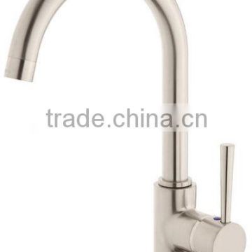 Chrome plated/Brush nickel single lever brass kitchen mixer with swivel high tube spout