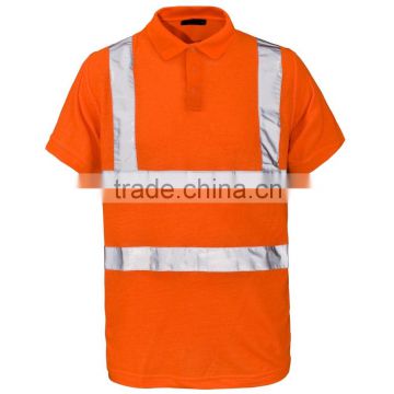 Orange short sleeve safety shirts with reflective tape