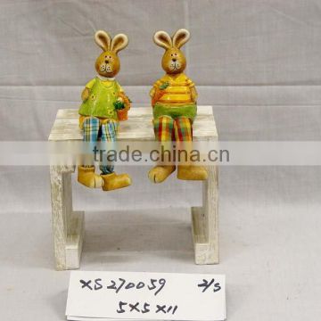 Terracotta rabbit w/fabric legs,2asst.
