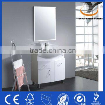 Modern High Gloss White PVC Floor Standing Bathroom Furniture