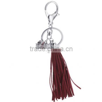 Korea velvet mobile tassel keychain with heart pendant