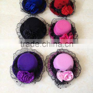 hot selling party sexy lace feather mini top hat with rose flower