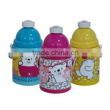 Tinplate material pop up water bottles for kids