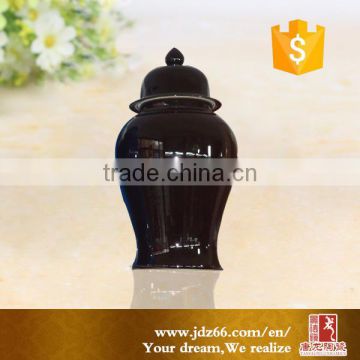 High gloss black glazed wholesale ginger jars for home storage food in sale