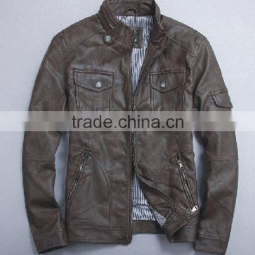 ALIKE brown pu jacket man leather jacket outdoor jacket