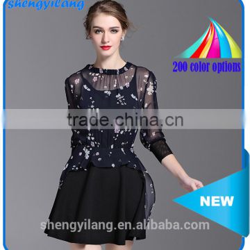 ladies black see-through silk elastic neck dress women's apparel