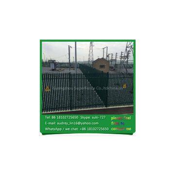 Heavy duty anti-climb metal picket high secure substation fencing