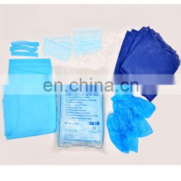 Cap+gown+shoe cover disposable surgical gown set