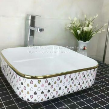 ceramic gold square wash hand basin sizes for sale