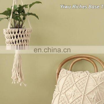 Bohemian home decoration accessories hanging planter handmade macrame plant hangers