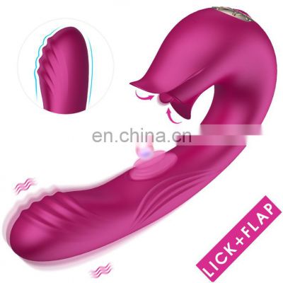 3 in 1 Clit Licking Vibrator G Spot Flapping & Vibrating Dildo for Women Rechargeable Oral Sex Toys Adult Masturbation 18%