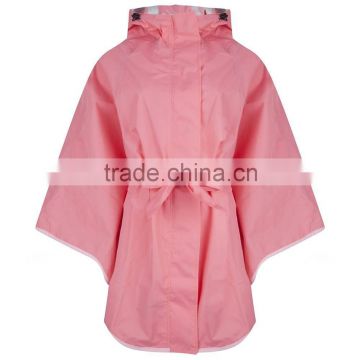 Pink Ladies Fashion Waterproof Polyester Rain Ponchos