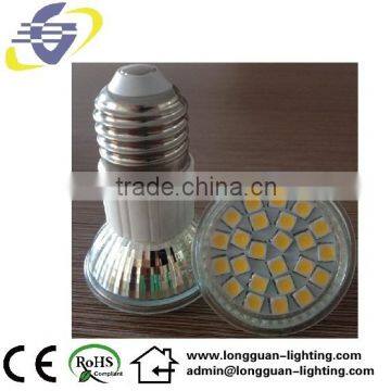 high quality E27 24 SMD 5050 4W led spotlight glass cup hot sell