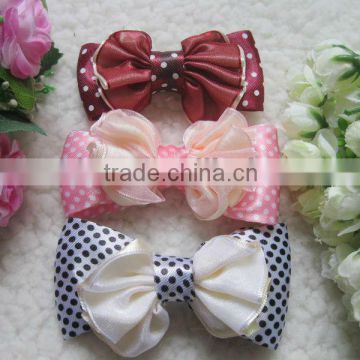wholesale fashion Flowers double ribbon bow hair headwear decoration HD-71