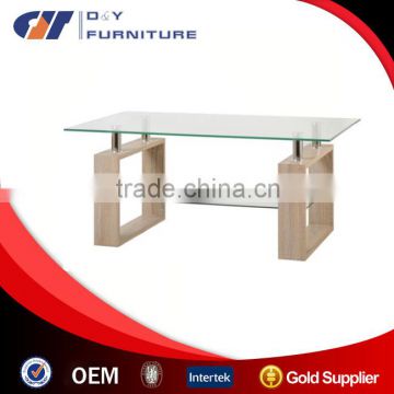 Occasional Modern Oak Glass Rectangle Coffee Table