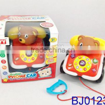 New baby connecting toy jolly cord pulling battery operated bear telephone car