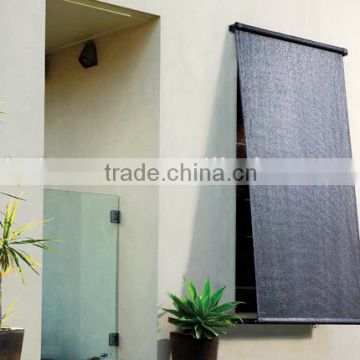 Factory direct 100% knitting hdpe fabric roll-up blind with solar panel fabric