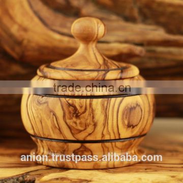 Olive Wood Carved Round Byzantine Box