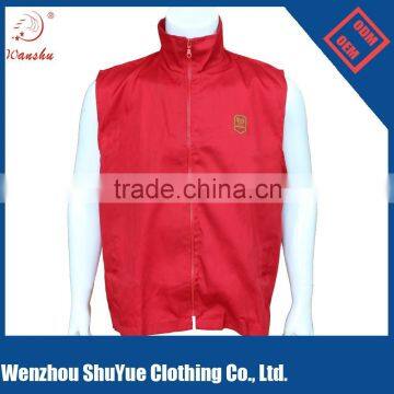 OEM Chian cheap stand collar sleeveless vest with zipper