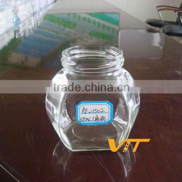 500ml containers for candy production of hexagonal glass jars glass food jar with tap