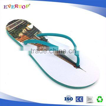 High quality with nice color blue slippers Eiffel Tower flip flop sandals for women