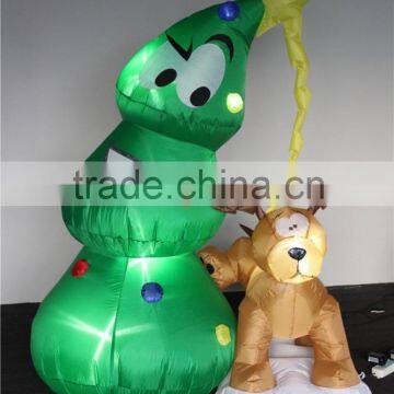 inflatable christmas tree with dog