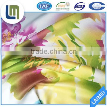 Wholesale beautiful 100% polyester satin fabric with flower print for home textile