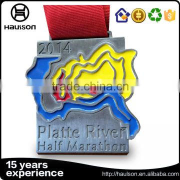 wholesale custom medal concaved convened stamping soft enamel iron zinc alloy silver plated marathon medal of honor gold medal