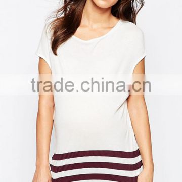maternity t shirt in slouchy rib with stripe hem
