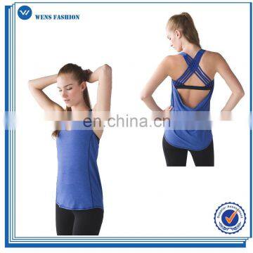 Special Design Sleeveless Blue Gym Wear Womens Tank Top