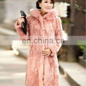 #00C071/lady luxury korean elegance style real rabbit fur coat jackets