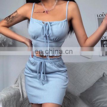 2020 Summer Sexy Girls Camisole Skirt Two-piece Suit Amazon Hot Sale New Suit Set