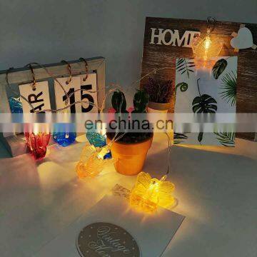 Custom 10L Warm White 2AA Battery operated Plastic Butterfly Shaped Clip String Light