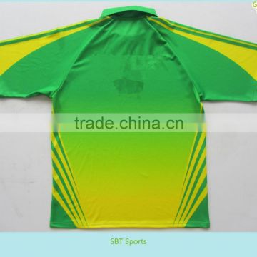 custom sublimation green sports polo shirt for 100 % polyester