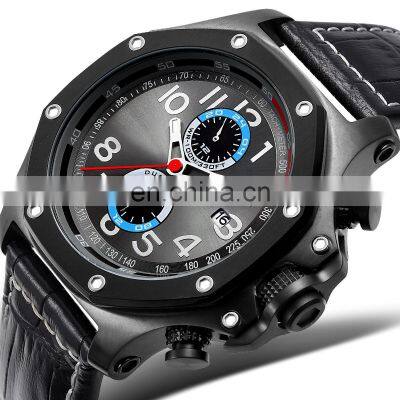 Japan movt quartz stainless steel back waterproof men leather oem watch