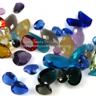 colored faceted briolette water drops jewelry making glass beads synthetic gemstones synthetic glass