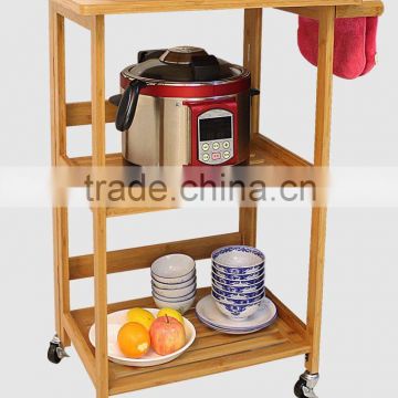 2016 New Foldable Bamboo Kitchen Trolley with Wheels