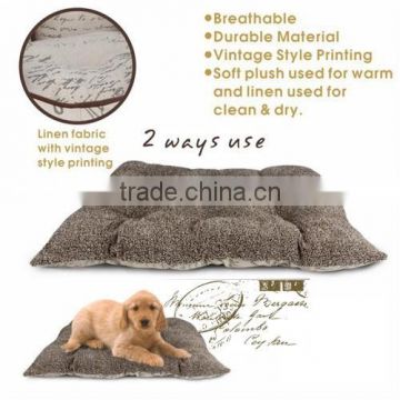 Luxury inen fabric pet mats with vintage style bed dog