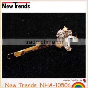 Alloy casting rhinestone and pearl bobby pins hair clip